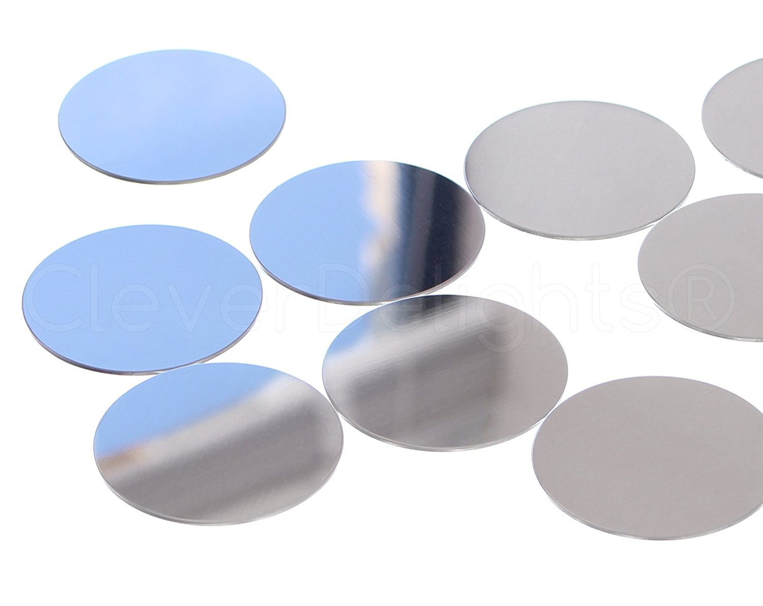 10 Pack - CleverDelights 2 Round Aluminum Stamping Blanks - Shiny Anodized  Finish - 18 Gauge (.039) 